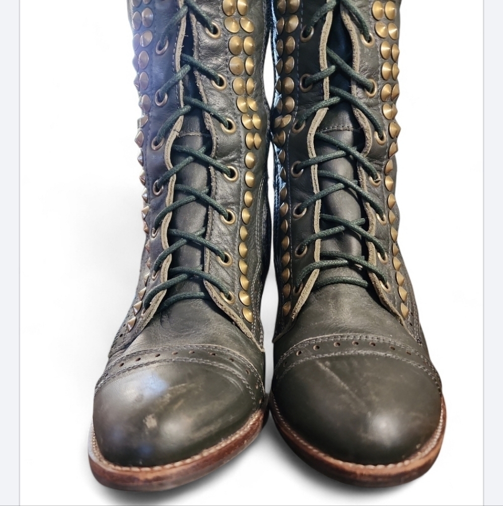 SOLD Jeffrey Campbell For Free People Studded Joe Tall Boots Lace Up Over Knee 9 - Picture 5 of 11